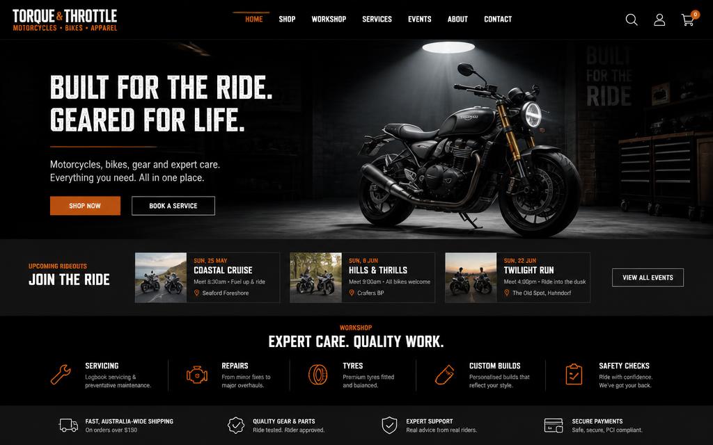 Torque & Trail Bike Hub main screen