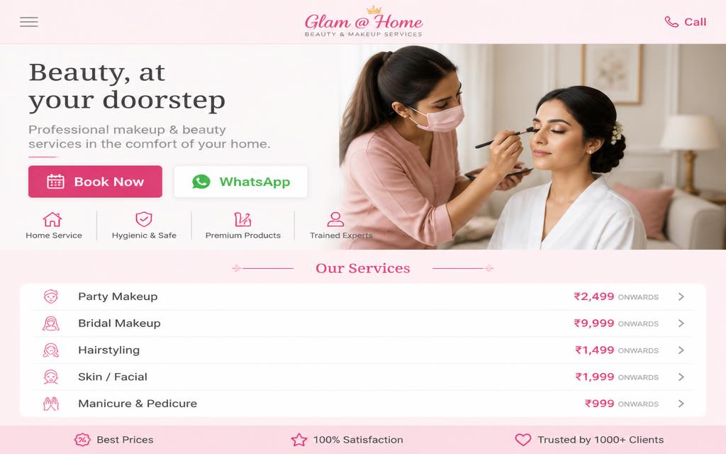 Luxe Home Beauty main screen